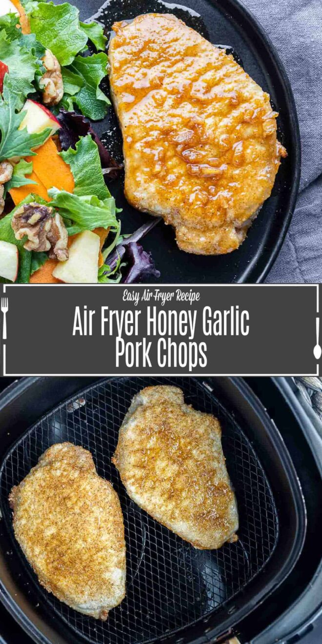 pinterest image of how to make Air Fryer Honey Garlic Pork Chops