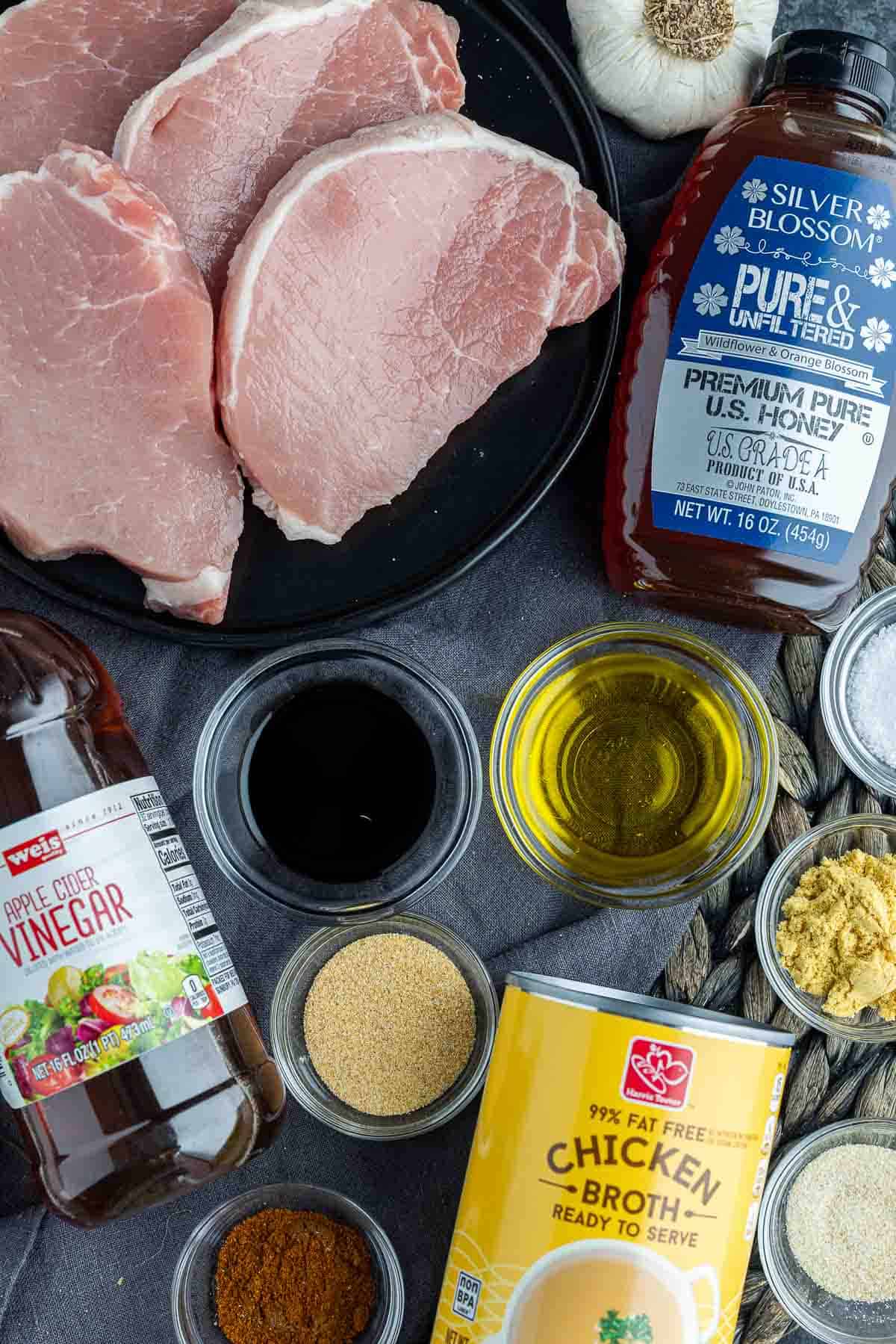ingredients to make Air Fryer Honey Garlic Pork Chops