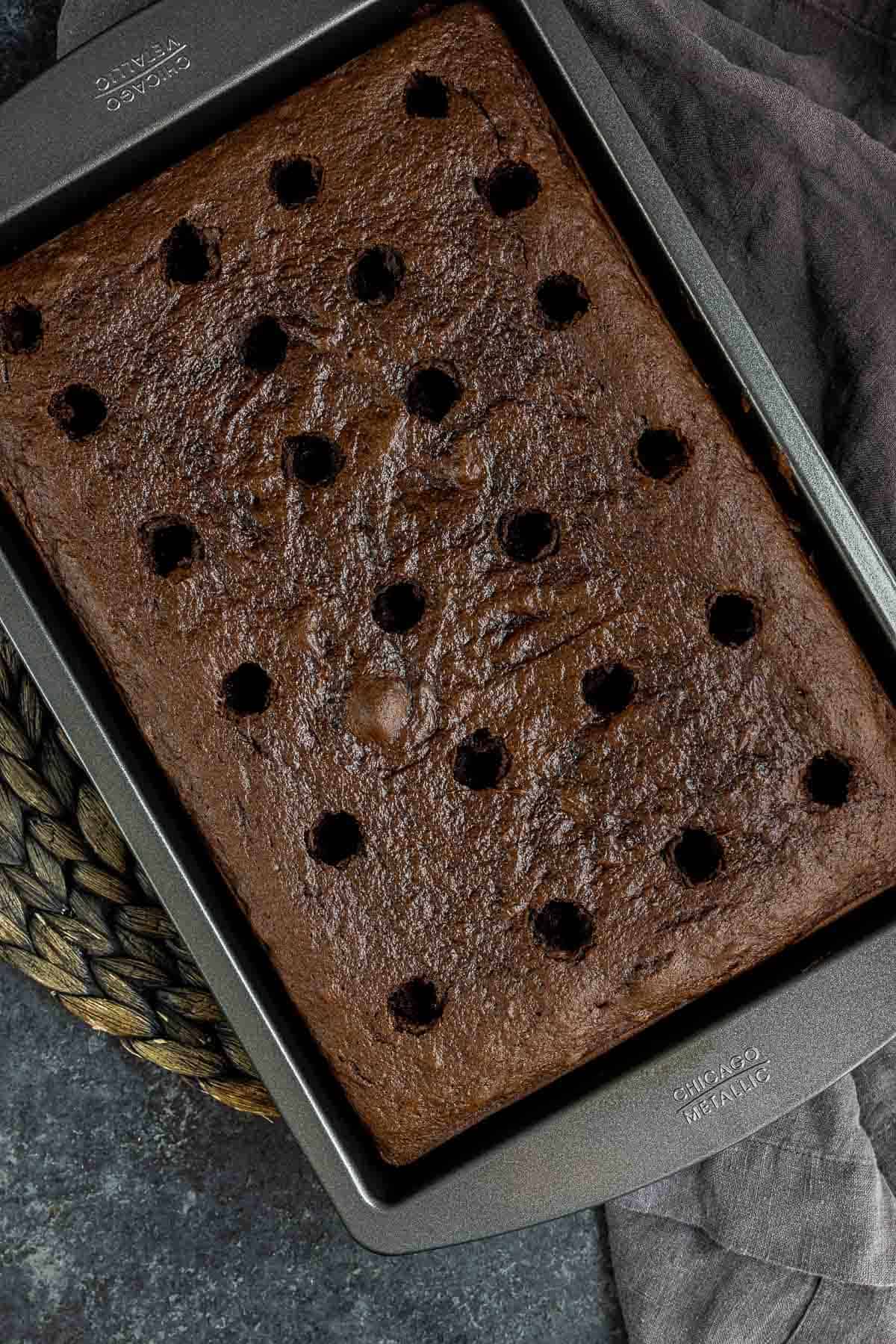 poked Chocolate Turtle Cake
