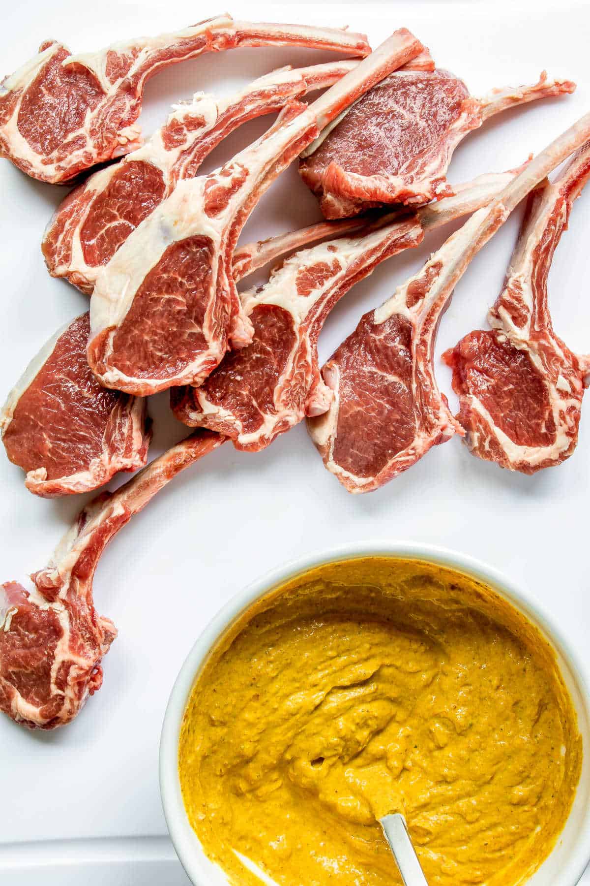 preparing curry marinade to make Grilled Lamb Chops in a Curry Marinade
