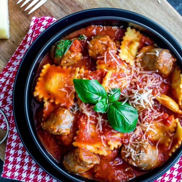 Ravioli and Sausage Casserole in the Slow Cooker Home. Made. Interest.