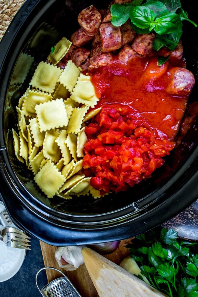 Ravioli and Sausage Casserole in the Slow Cooker Home. Made. Interest.