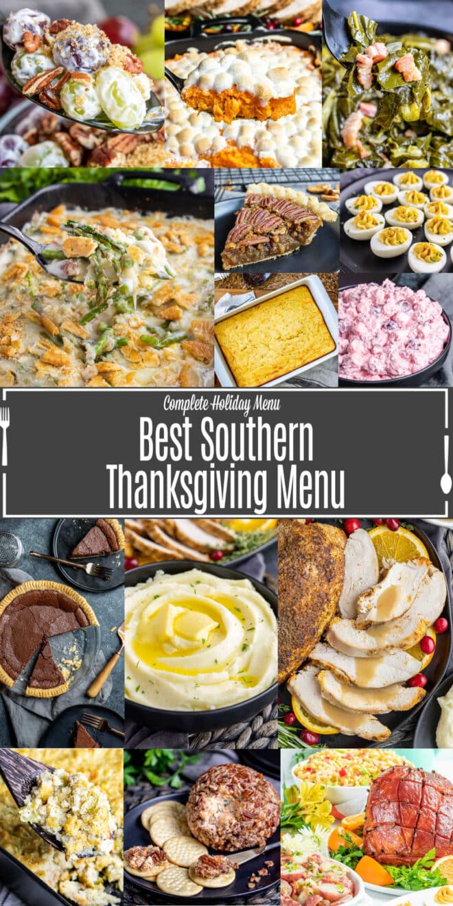 Best Southern Thanksgiving Menu items in a collage
