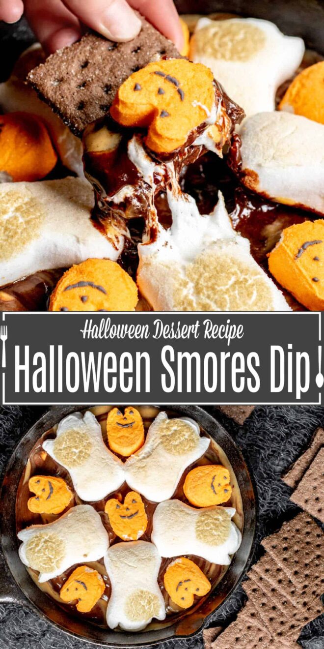 pinterest image with Halloween Smores Dip