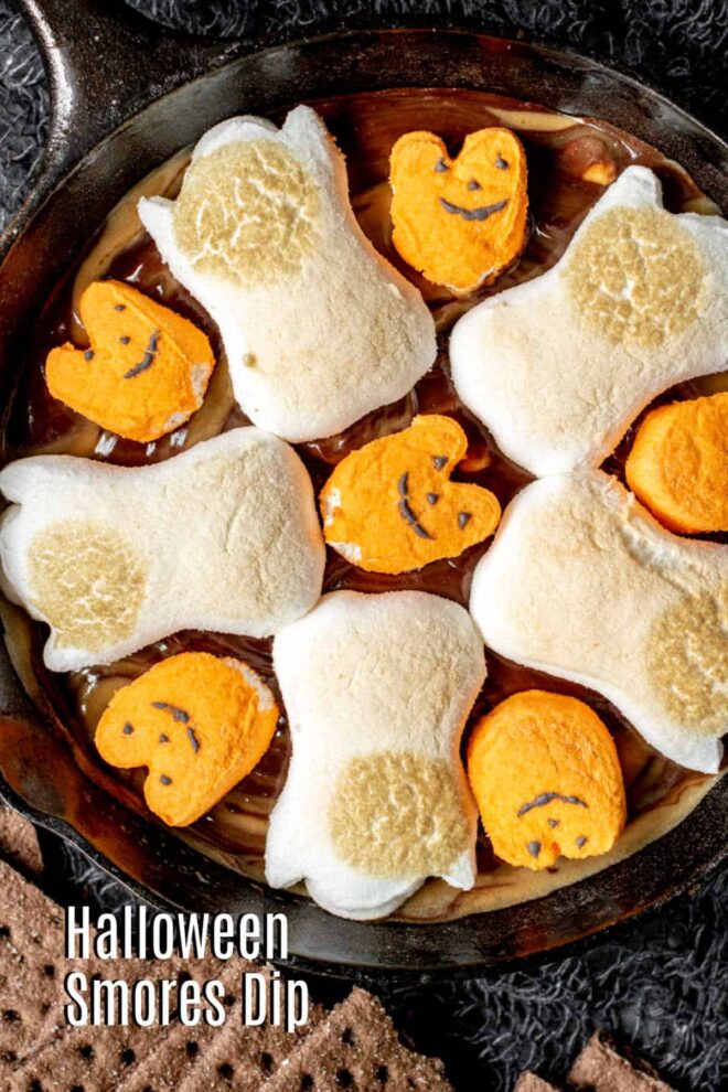 pinterest image with Halloween Smores Dip