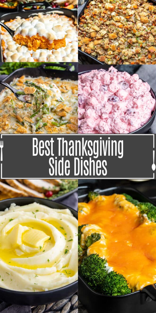Pinterest image for Collage of Thanksgiving Side dishes
