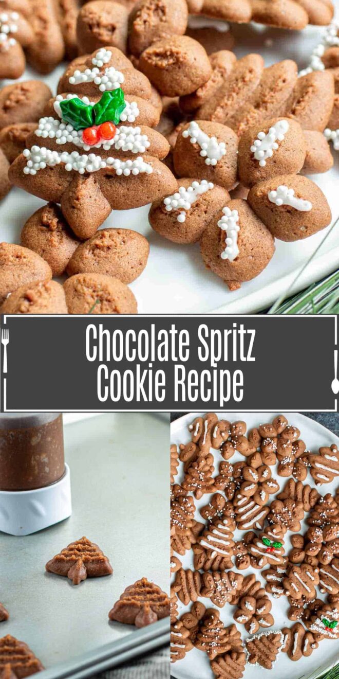 pinterest image of Chocolate Spritz Cookie