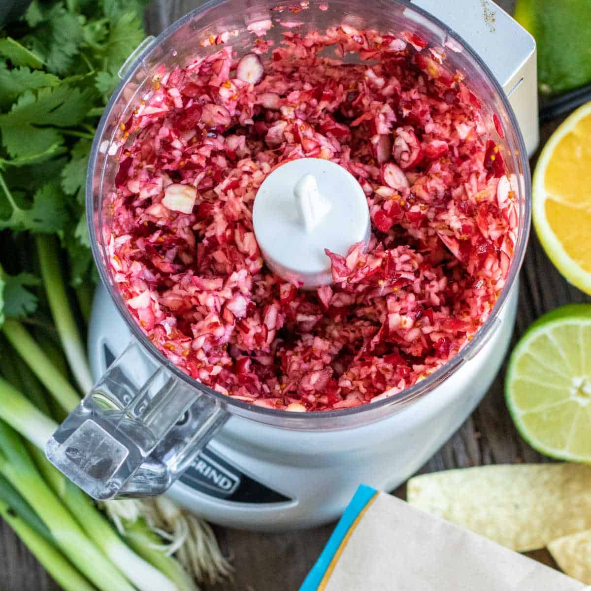 Cranberry Salsa in a food processer