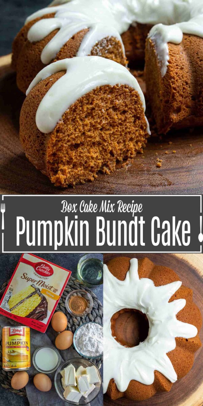 pinterest image of how to make Pumpkin Bundt Cake with cream cheese frosting
