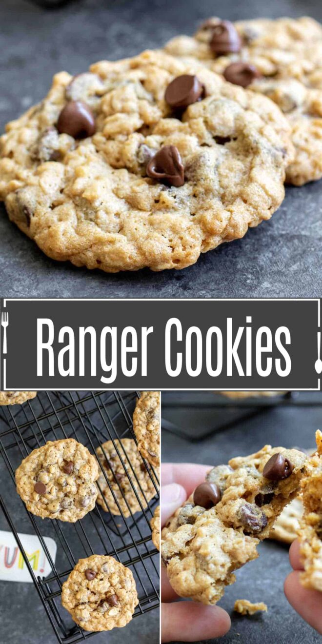 pinterest image with Ranger Cookies