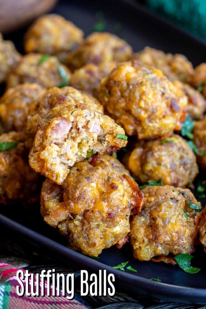 Stuffing Balls made with sausage on a platter