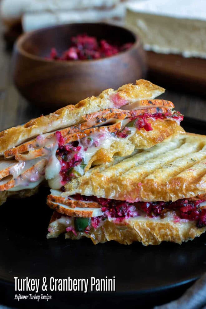 pinterest image of Turkey and Cranberry Panini