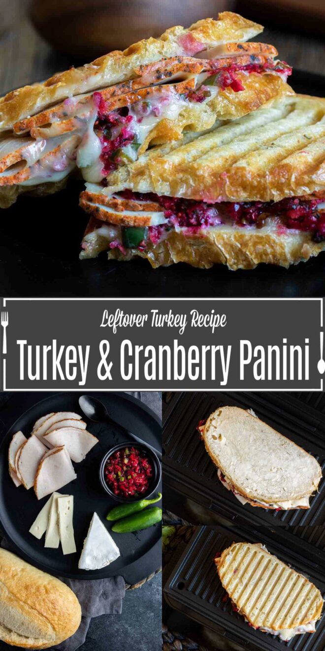 pinterest image of how to make Turkey and Cranberry Panini