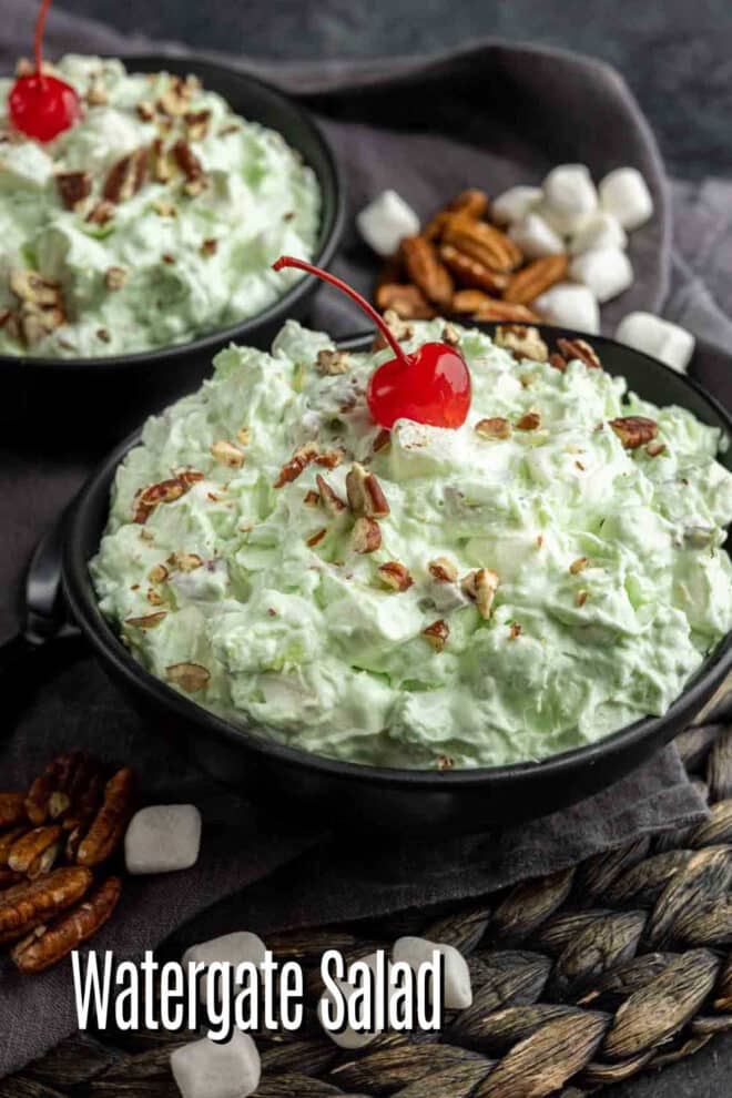 pinterest image of Watergate Salad in bowls