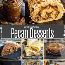 pinterest image with pecan desserts made with pie filling