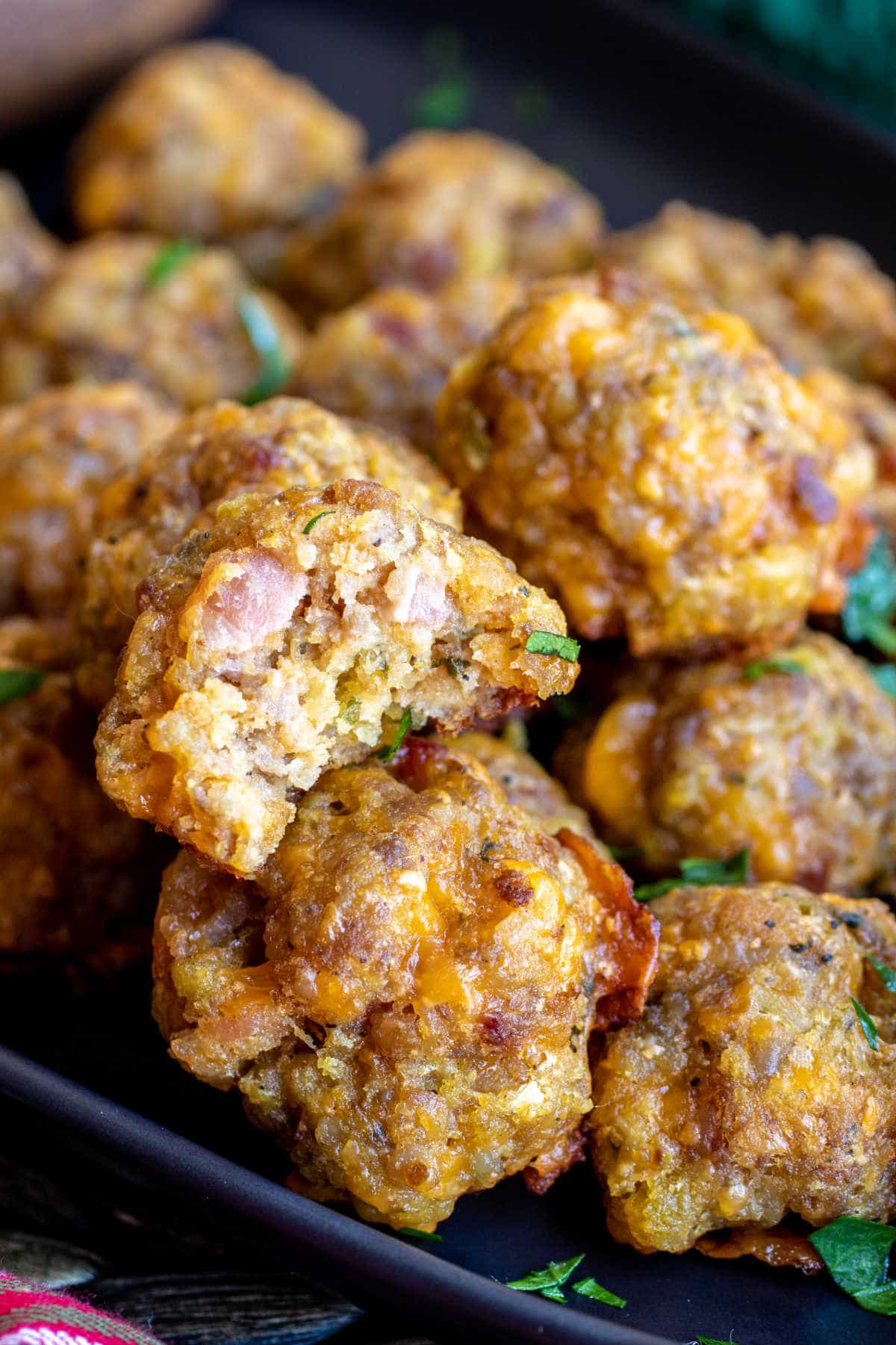 Stuffing Balls on a black plate