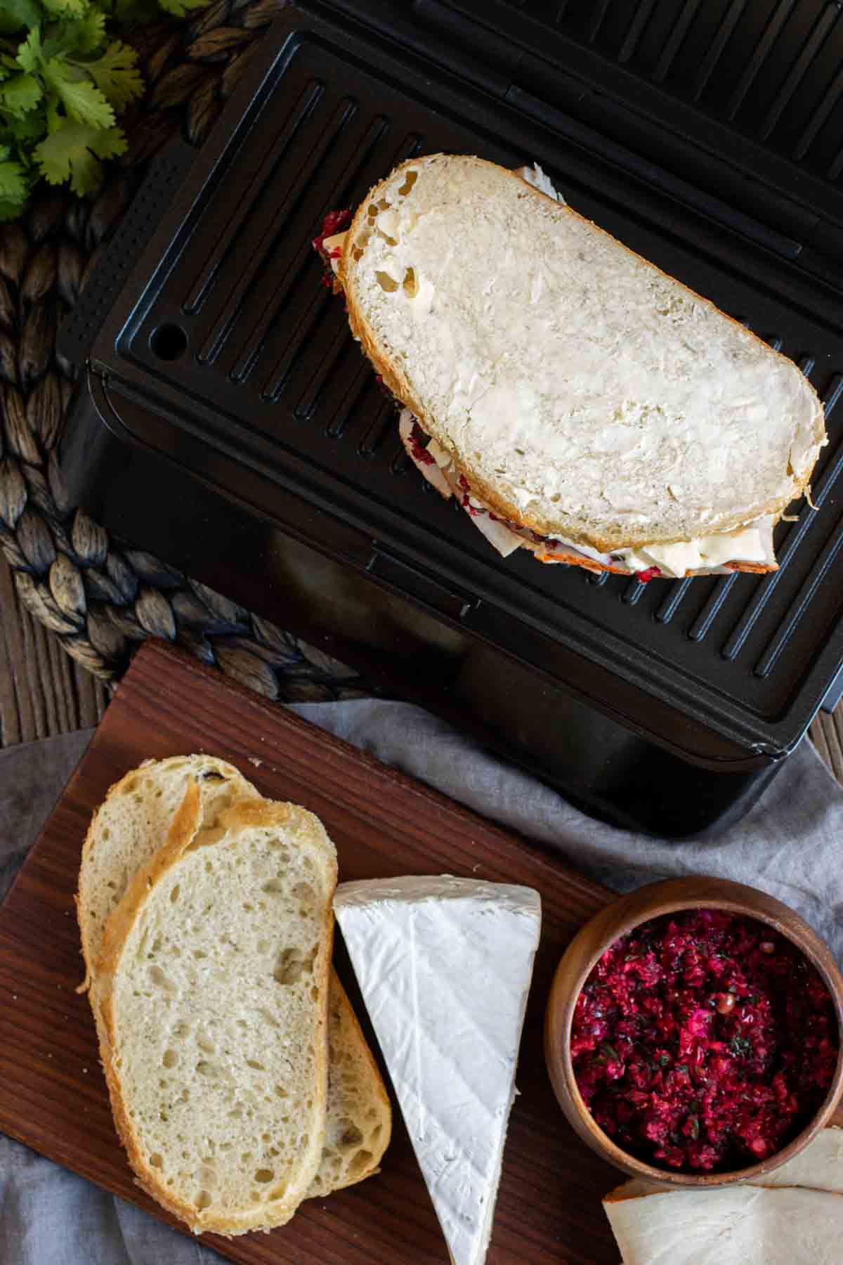 buttered Turkey and Cranberry Panini