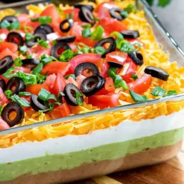 make ahead 7 Layer Dip in glass dish
