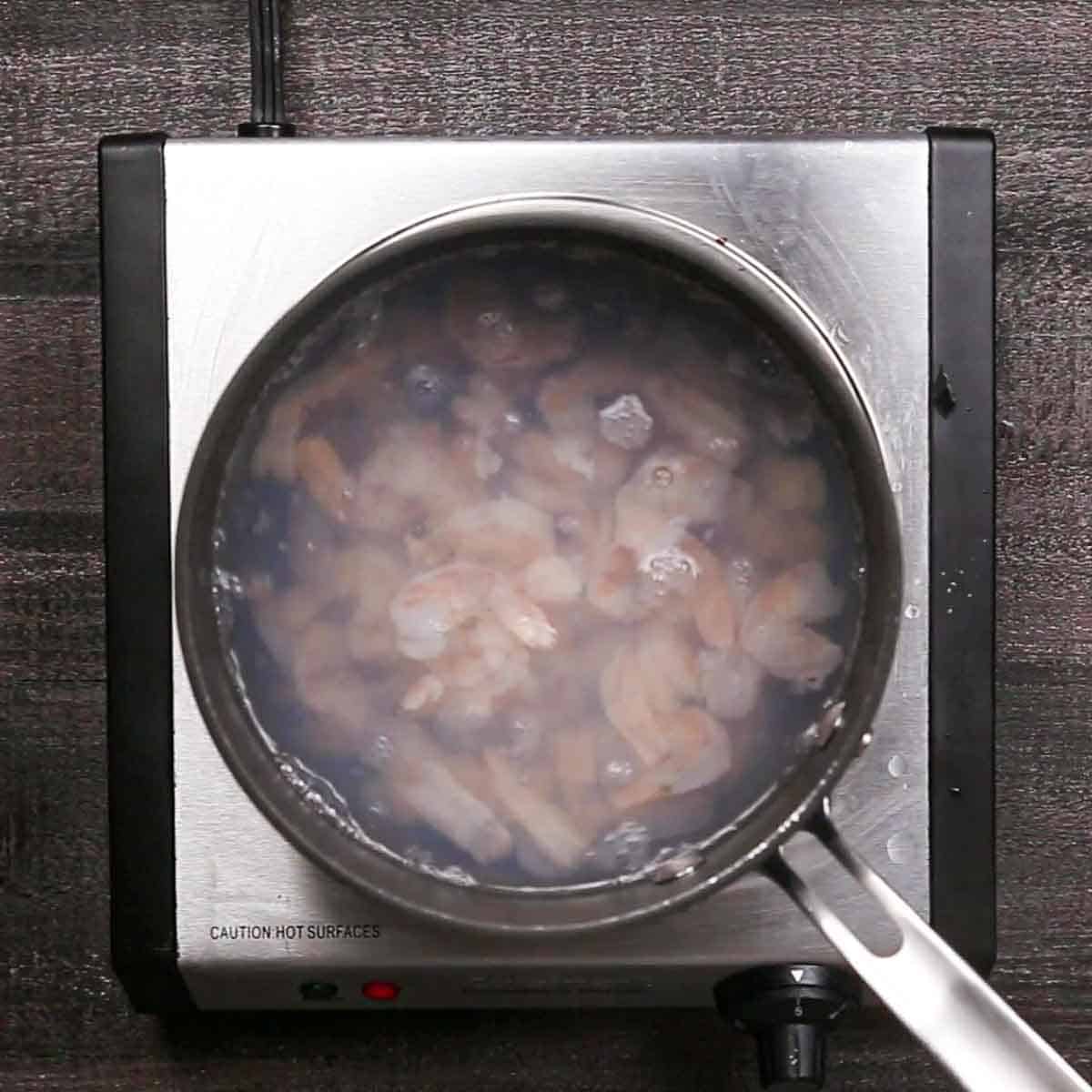 pot of shrimp for Shrimp Casserole