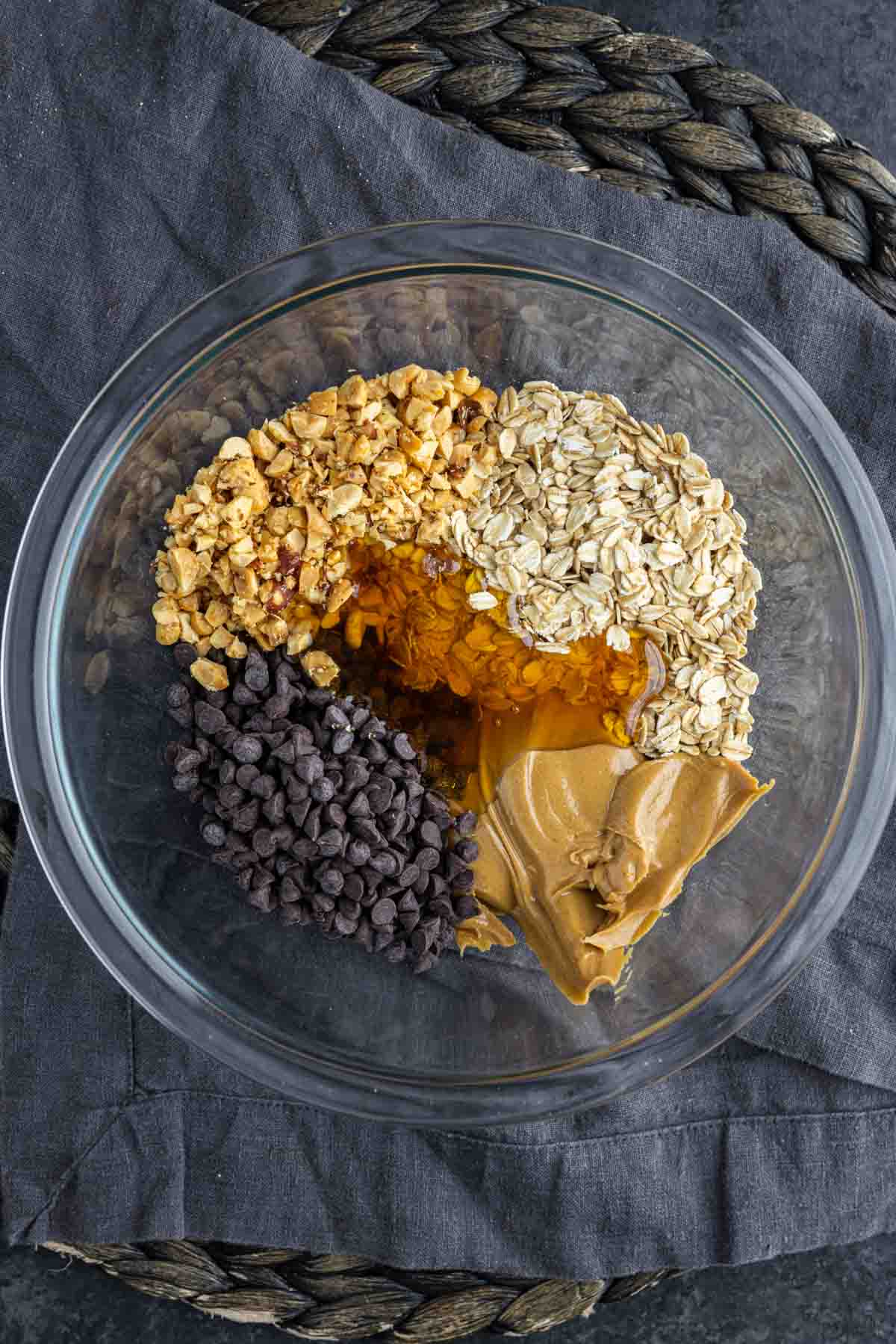 Peanut Butter Energy Balls ingredients in a bowl