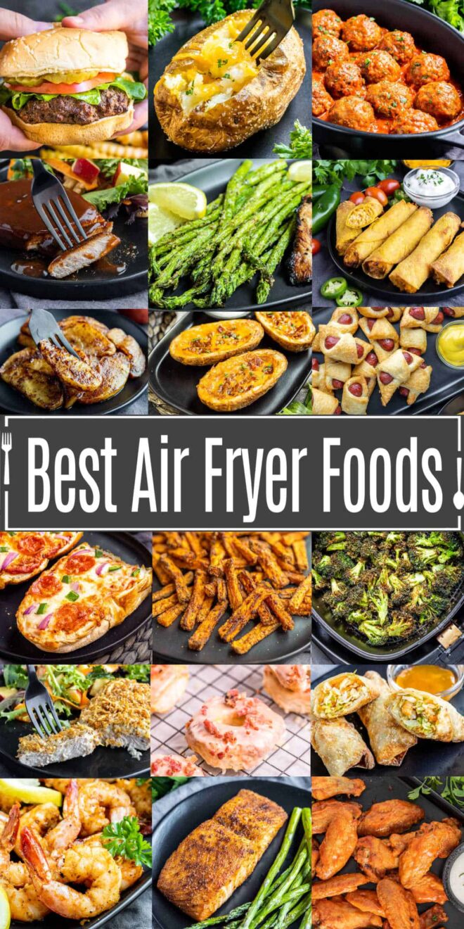 Pinterest image for the best air fryer foods with title text