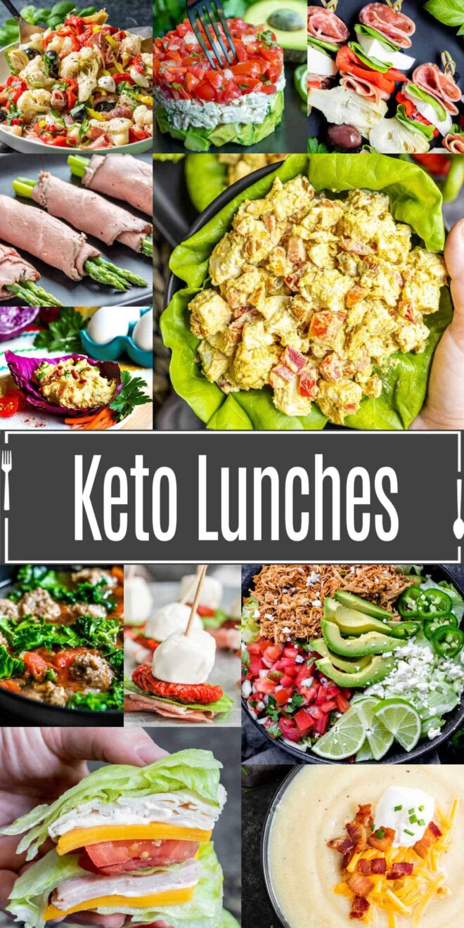 Collage of keto lunch recipes