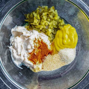 Keto Big Mac Sauce ingredients in a bowl