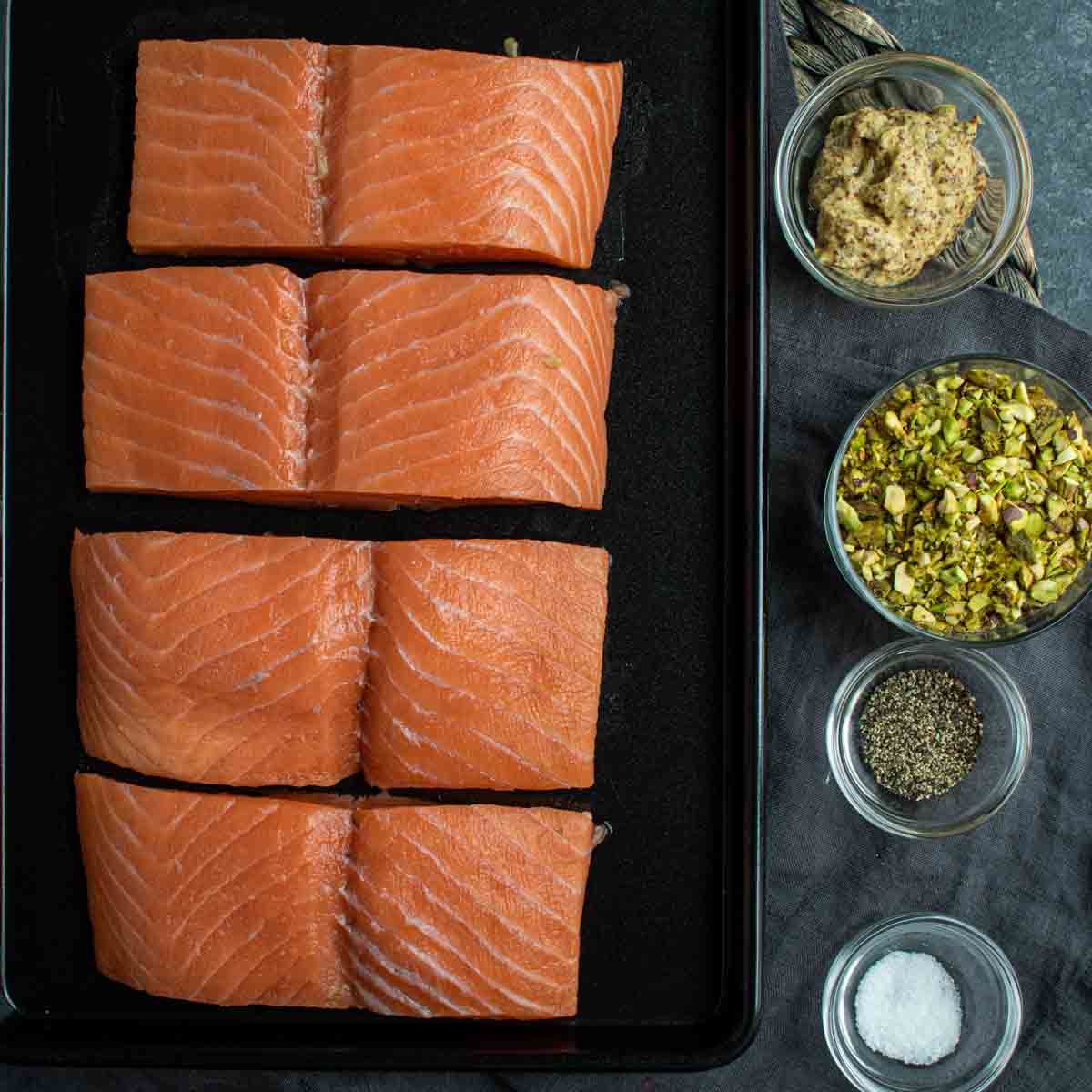 ingredients for Pistachio crusted salmon