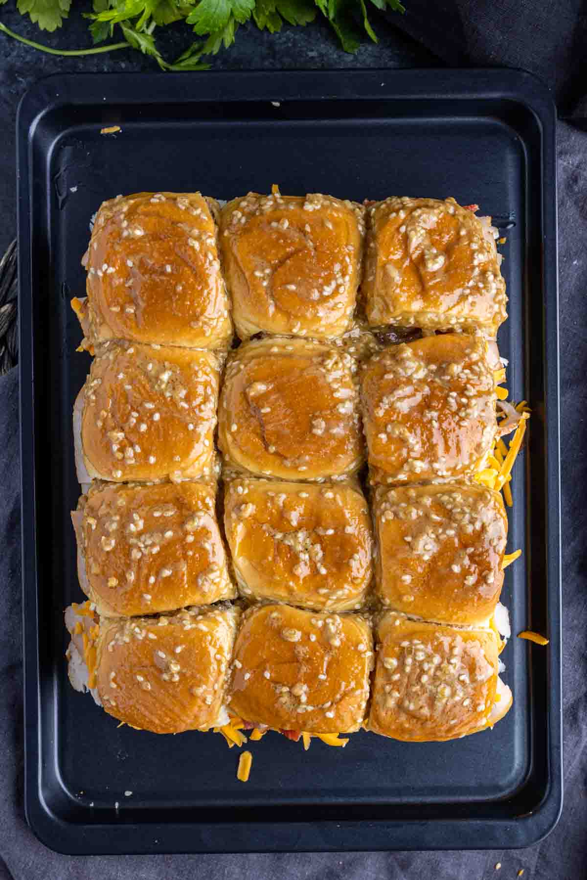 Turkey Sliders topped with melted butter