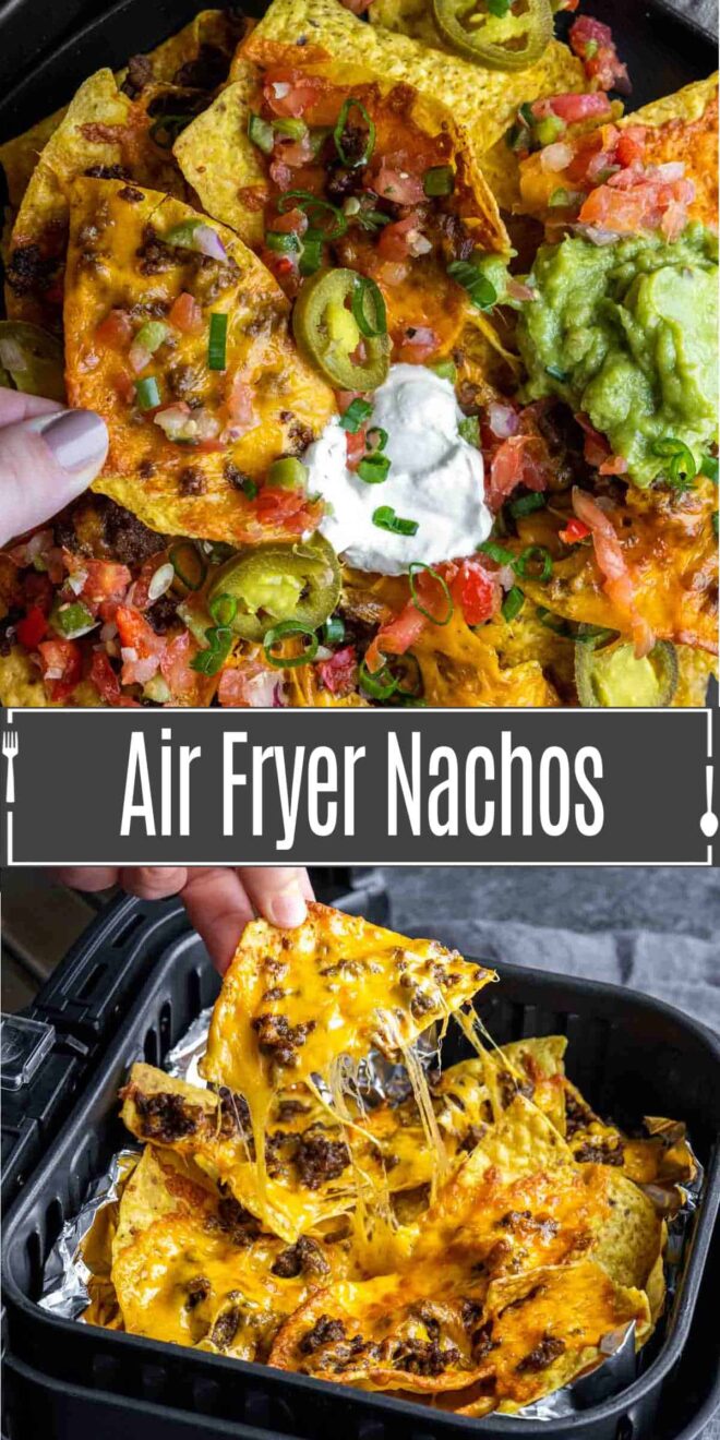 pinterest image of how to make Air Fryer Nachos