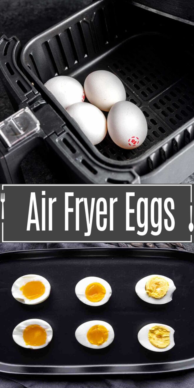 pinterest image of how to make air fryer eggs