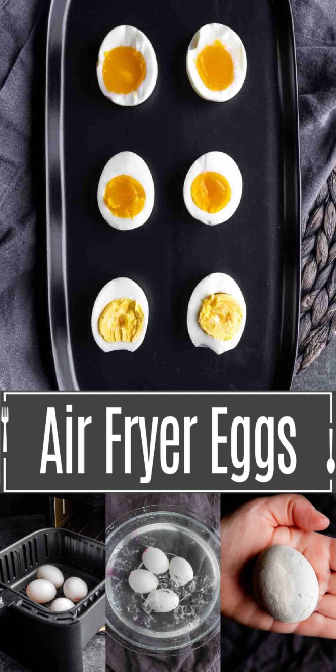 pinterest image of how to make air fryer eggs