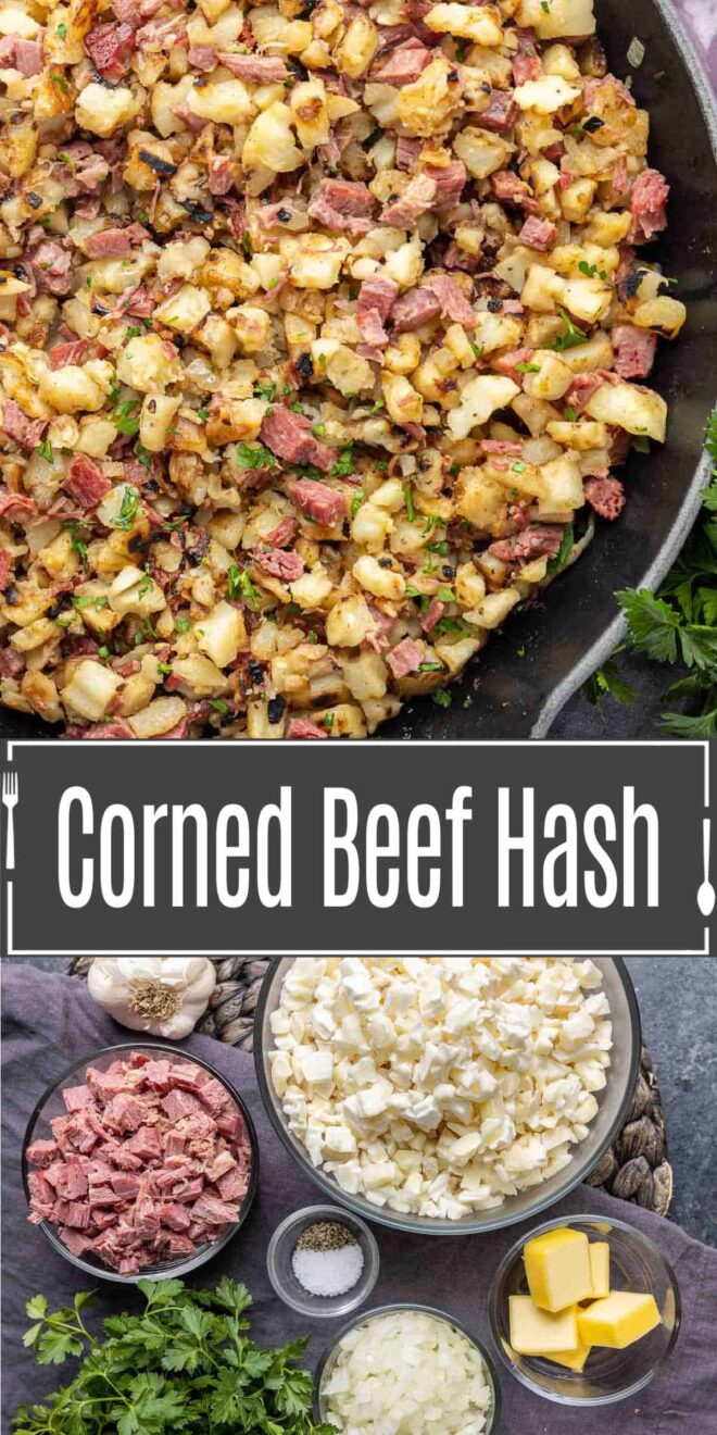 pinterest image of how to make Corned Beef Hash