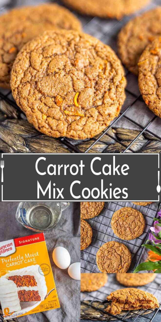pinterest image of Carrot Cake Mix Cookies ingredients