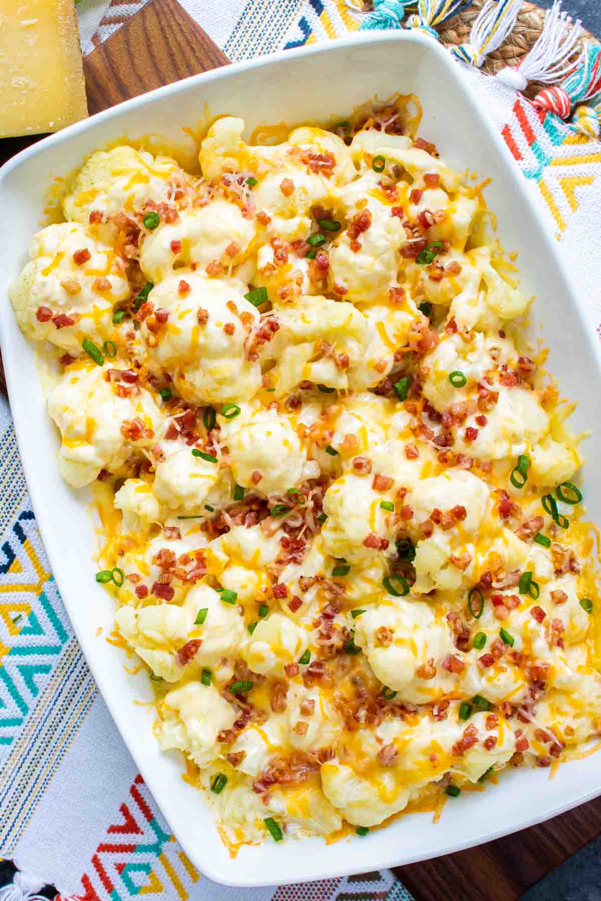 Baked Cauliflower with Cheese Casserole made with cheesy sauce