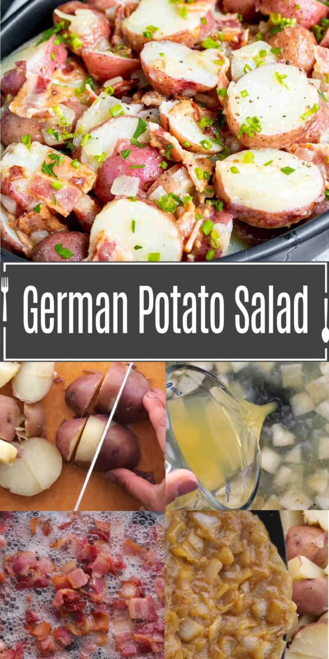 pinterest image of how to make German potato salad