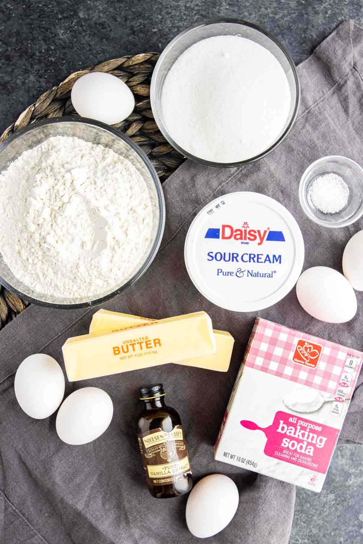 ingredients for Sour Cream Pound Cake