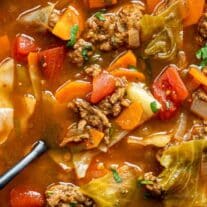 bowl of INSTANT POT CABBAGE ROLL SOUP