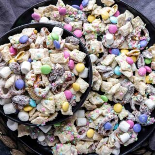 bunny bait made with chex mix and M&M's