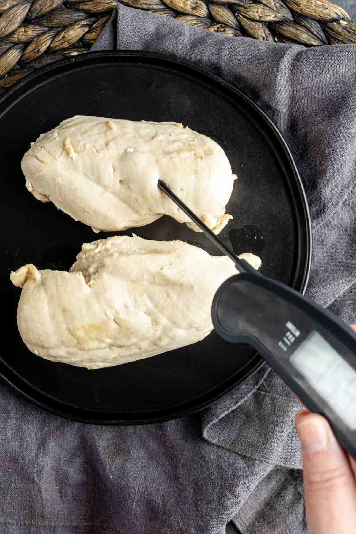 instant read thermometer in chicken