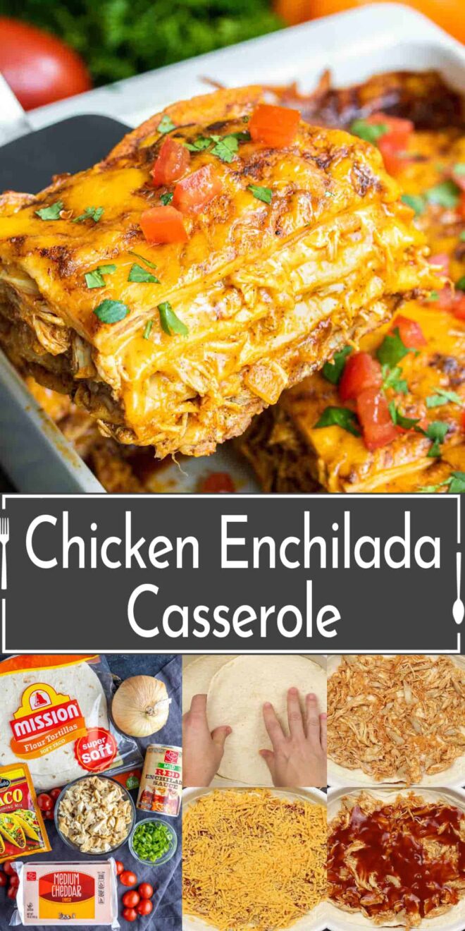 pinterest image of to make Chicken Enchilada Casserole