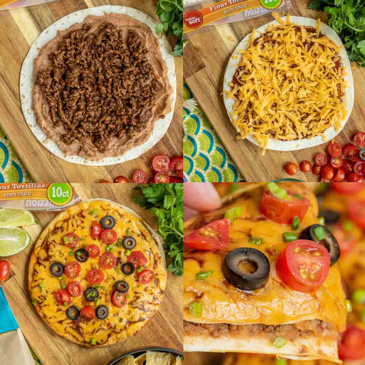 steps in making a Taco Bell Mexican Pizza