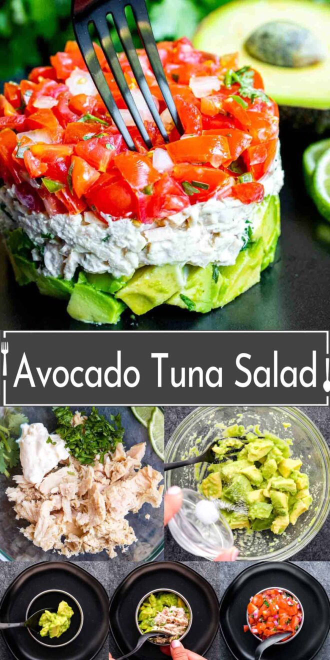 pinterest image of Avocado Tuna Salad with steps