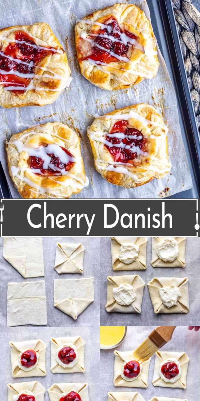 pinterest image of how to make Cherry Danish