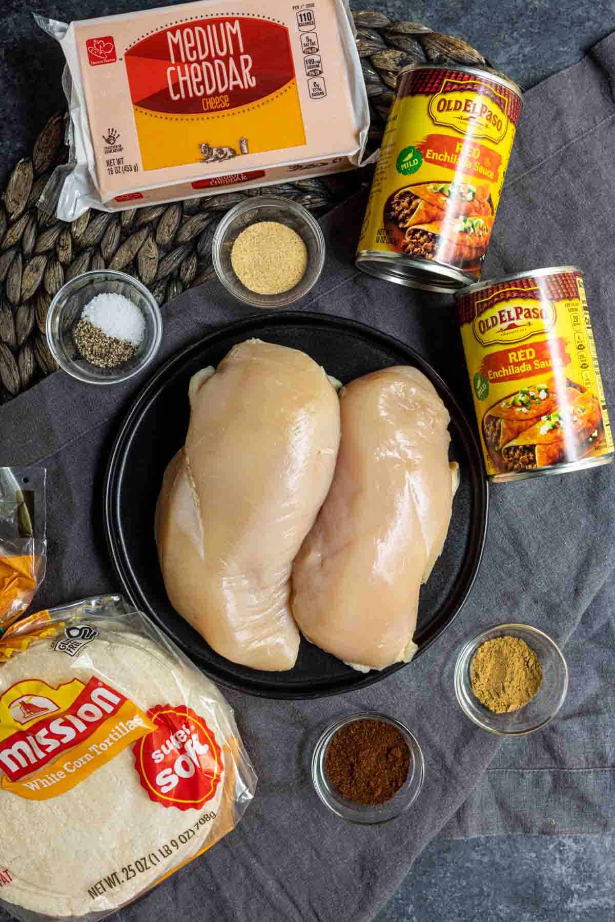 ingredients for Crock Pot Chicken Enchiladas