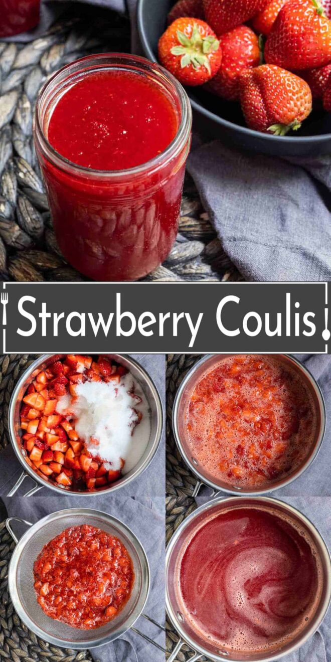 pinterest image of making Strawberry Coulis