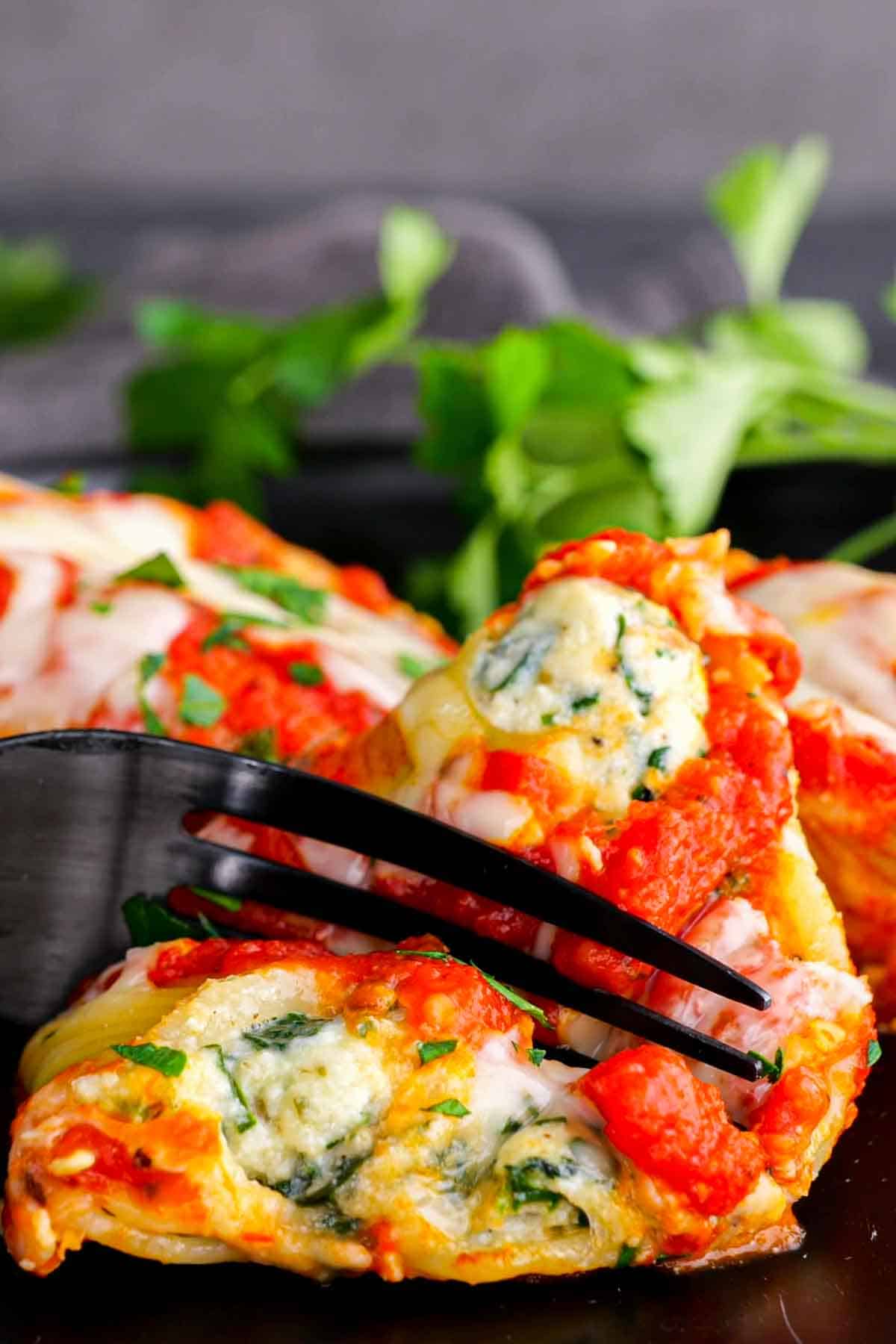 Stuffed Shells with fork
