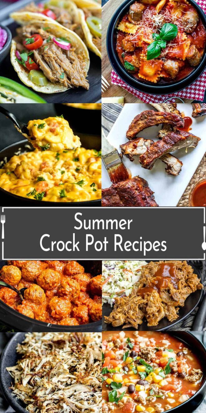 pinterest image collage of Summer Crock Pot Recipes