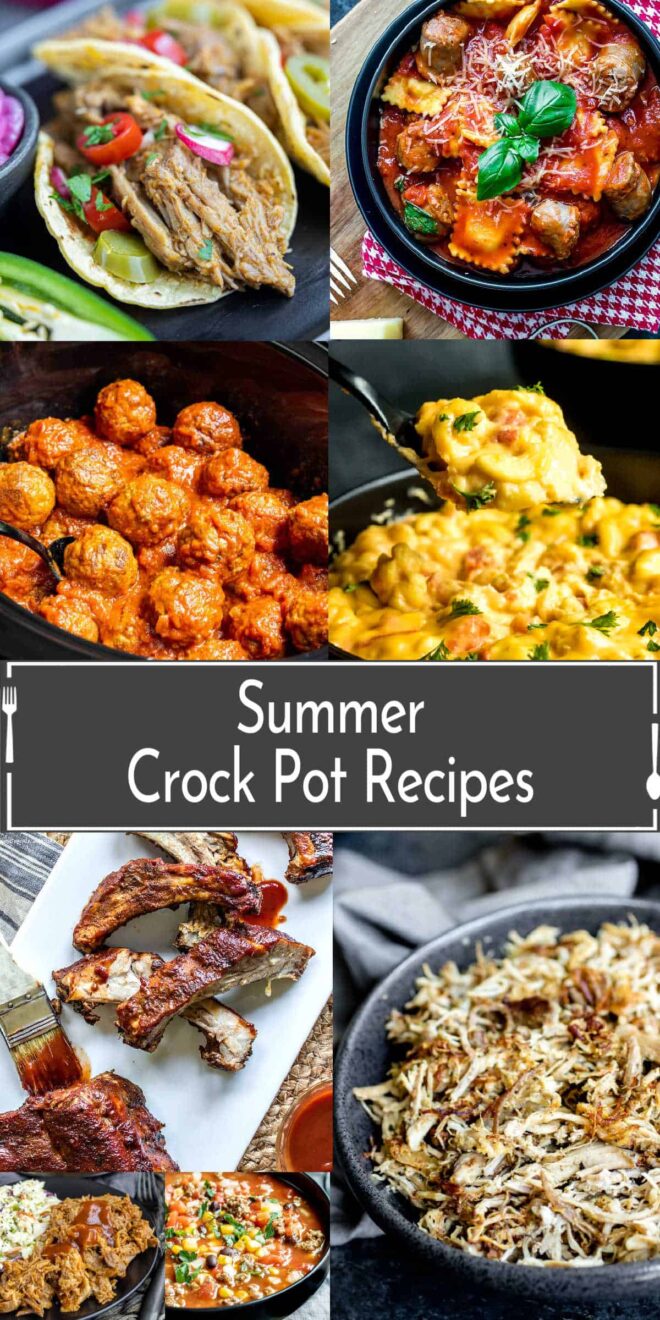 pinterest image collage of Summer Crock Pot Recipes