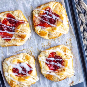 glazed drizzled on Cherry Danish